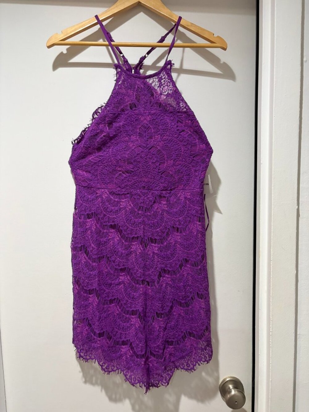 NWT Free People "She's Got It" Purple Lace Mini Dress - Size S
